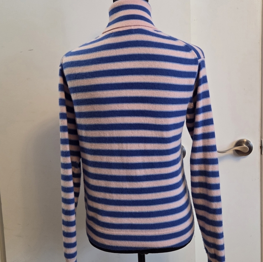 MARNI x UNIQLO Cashmere Striped Pink Blue Turtleneck Sweater Small - Picture 5 of 10